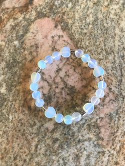 Moon stone semiprecious gemstone stretch bracelet size 7.5 inches