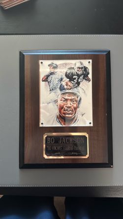 Vintage Bo Jackson “Bo Knows” Football & Baseball Plaque Wall Display