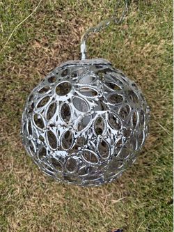 Large Silver Cutout Globe Hanging Light — $45