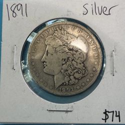 1891 Morgan Silver Dollar 133 year old coin     