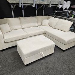 Brand New Sectional 3 Pcs Corduroy Fabric $599 FREE LOCAL DELIVERY