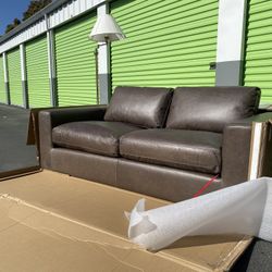 Pottery Barn West Elm Dupe Leahter Sofa Couch - Brand New Top Grain 