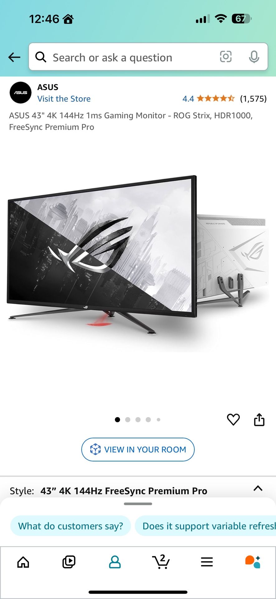 43in 4K Asus Monitor