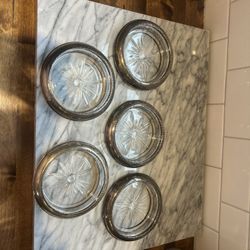 Antique Crystal And Sterling Wine Coasters