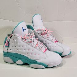 Nike Air Jordan 13 Retro GS "Aurora Green" sneakers.  Size 7y