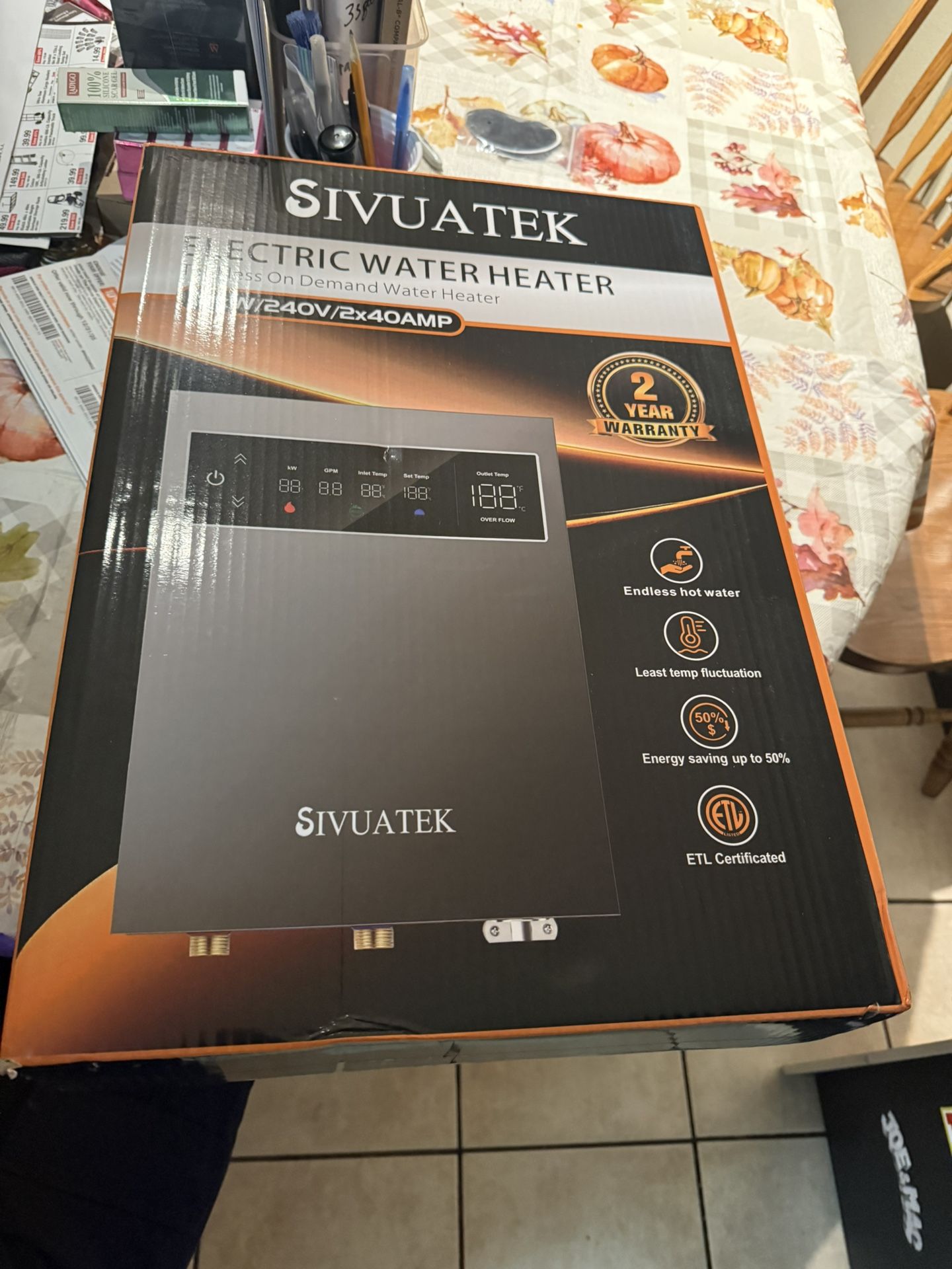 18kW Tankless Water Heater Electric 240V SIVUATEK, Self-Modulating Power for Optimal Efficiency, On Demand Instant Hot Water for Whole House, LED Disp