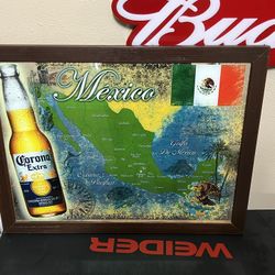 Vintage Corona Mexico  Map Mirror Sign Man Cave Bar 