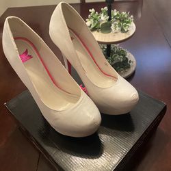 White/Neon, Hot Pink high heels