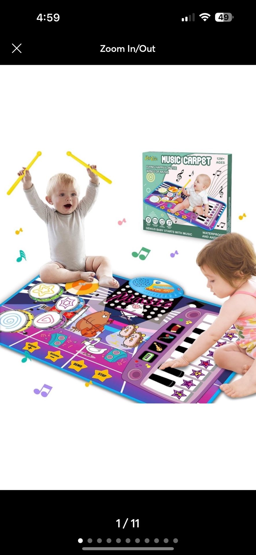 Toddler Piano Mat with Keyboard&Drum