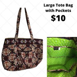 Large Tote Bag With Pockets, Excellent condition
