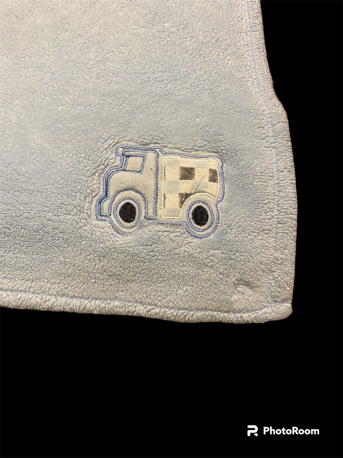 Light Blue Truck Baby Blanket, 30” X 30”