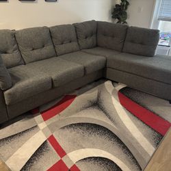 USED - Arrowmask Charcoal 2-piece 115” Full Sleeper Sectional Couch with RAF Corner Chaise