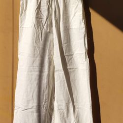 New Women's straight wide leg white pants size M medium