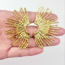 Gold plated large women's stud earrings Gift