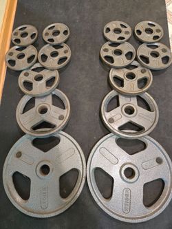190lb Older Weider Olympic Weight Plate Set