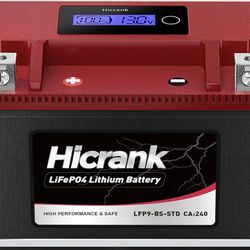YTX9-BS Lithium LiFePO4 Motorcycle Battery, 280 CCA, Digital Display — Fits ATV/UTV/4-Wheeler/Seadoo/Polaris