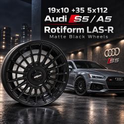🔥 19x10 5x112 +35 ROTIFORM LAS-R MATTE BLACK WHEELS – AUDI S5 / A5 🔥