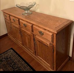 Solid Oak 6ft Buffet / Credenza - Massive Storage