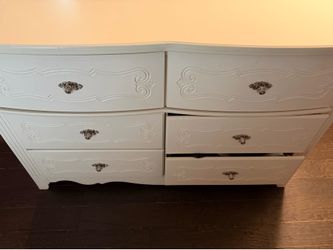 White wooden  dresser and nightstand