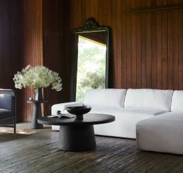 Willy Charcoal Concrete 44" Round Pedestal Coffee Table (crate and barrel)