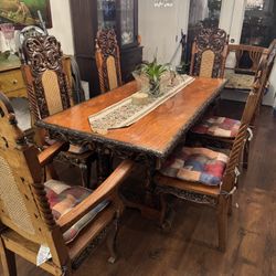 Antique Dining Table with 6 Chairs