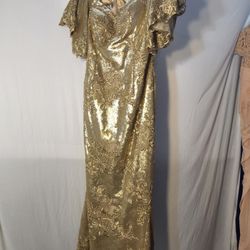 Gold Sequence Dress. Size 6