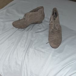 Marbella Lace Up Tan Wedge Boots