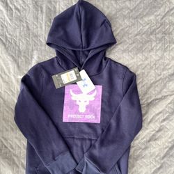 Under Armour Boys Project Rock Rival Fleece Hoodie Navy Size S And XL, XL