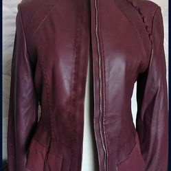 Bcbg Burgundy Leather Jacket