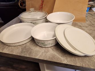 CorningWare Green Ivy Casserole and Quiche Set
