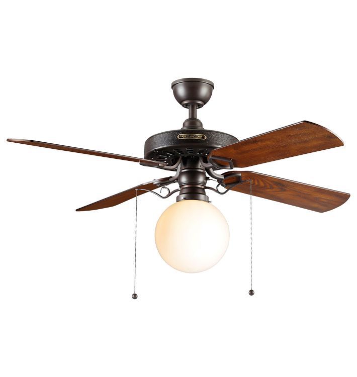 REJUVENATION Heron Ceiling Fan With Opal Globe Shade