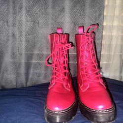 Union bay Electric Hot Pink Platform Faux Leather Combat Boots Size 7.5