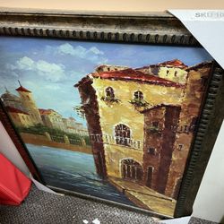 Painting Landscape Architecture Water Framed 