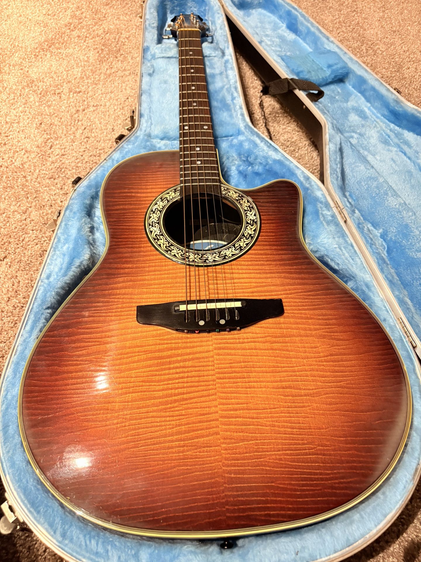 Ovation 386Q Pinnacle Series Acoustic-Electric Guitar, Shallow Body, Japan Made
