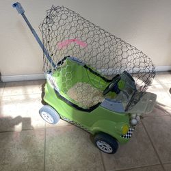 Chicken stroller homemade from repurposed little tikes car