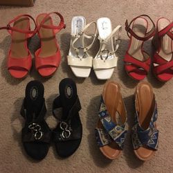 5 pair of brand name shoes all wedges all like new ! 9.5