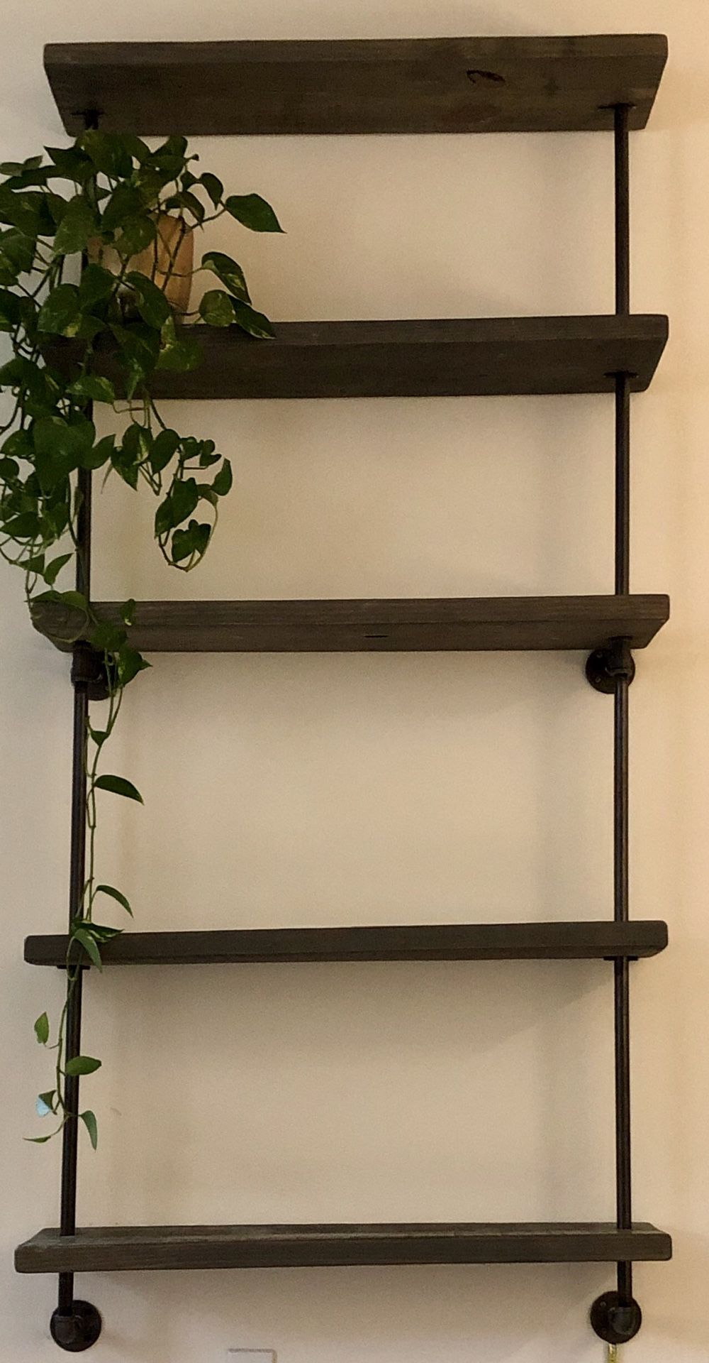 Custom gray real wood shelves