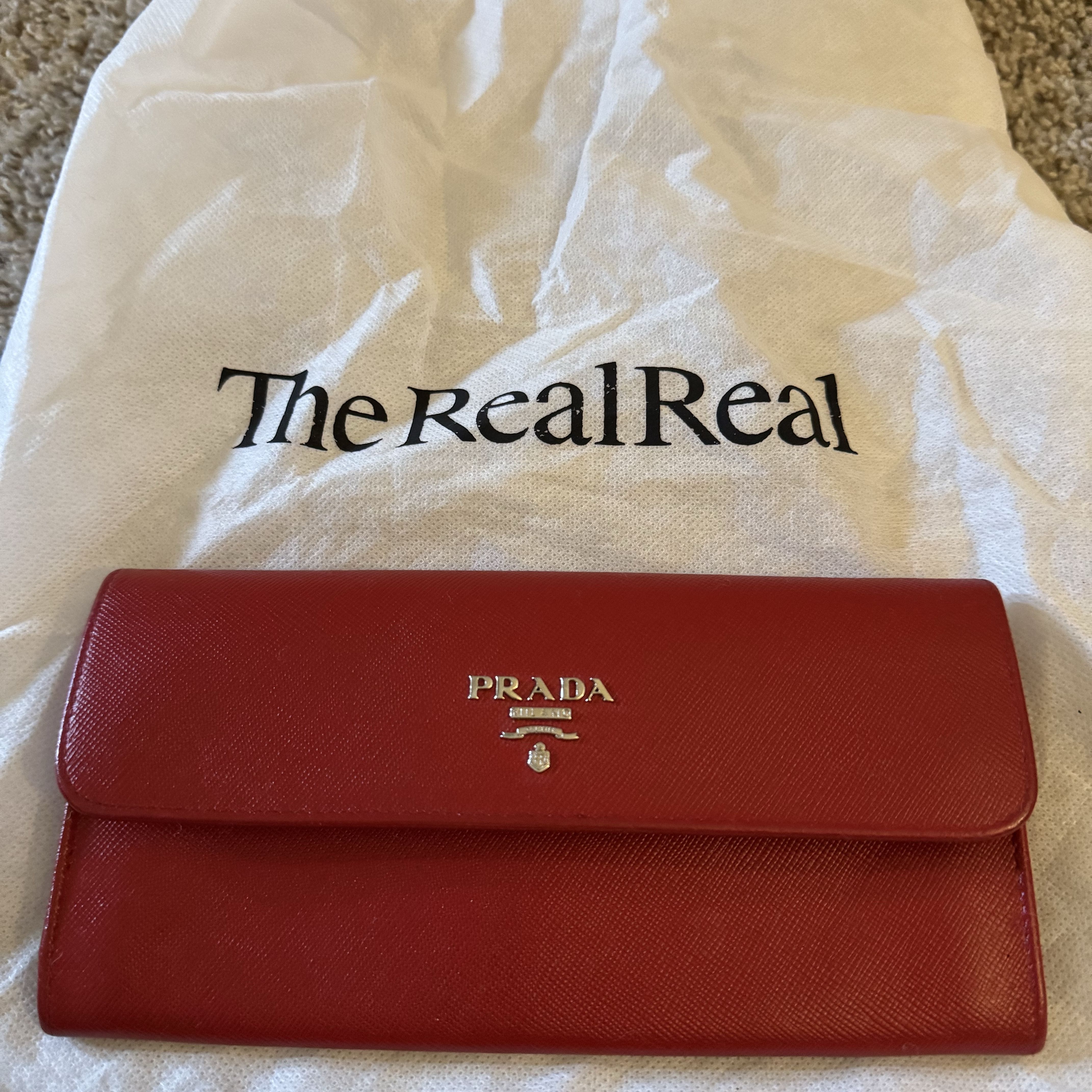 Red Prada Saffiano Leather Wallet