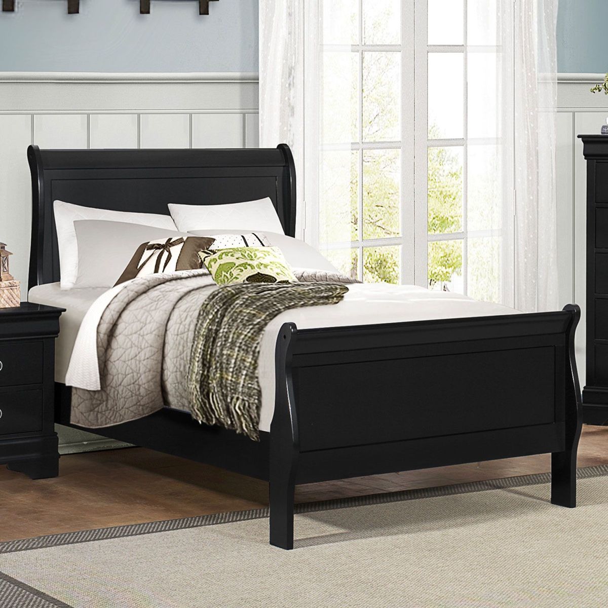 Mayville Sleigh King Bedroom Set (Black)