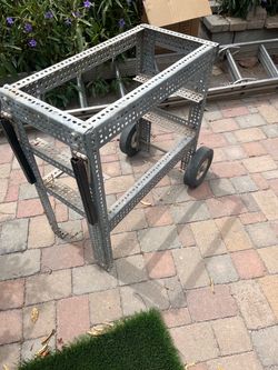Home made galvanized cart with handles and two airless tires