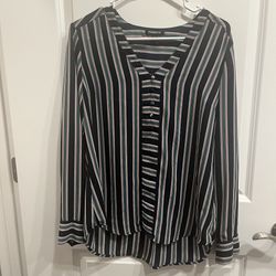 Express Blue Striped Blouse Women’s Size M Top