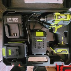 Brand New  L FINE 350 NM IMPACT WRENCH KIT WITH TWO 4AH BATTERIS AND FAST CHARGER 