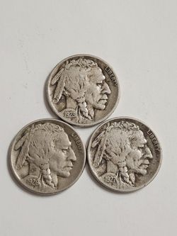 1923 , 1926 , 1927 Buffalo Nickel Antique Coins