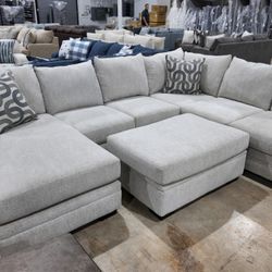 Brand New Cream OR Charcoal Sectional w/ Chaise  Modern  &  Cozy!