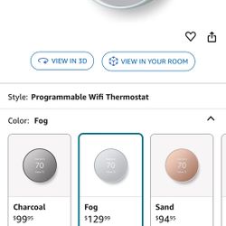 Google Nest Thermostat - Smart Thermostat for Home - Programmable Wifi Thermostat - Fog 500+ bought in past month