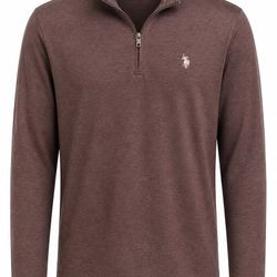 Cotton blend quarter-zip pullover, U.S. Polo Assn., long sleeve, Size L