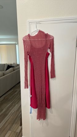 midi lace pink dress