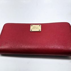 Lauren Ralph Lauren Slim Leather Zip Close Clutch Wallet Red