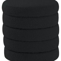 Black Boucle Ottoman 