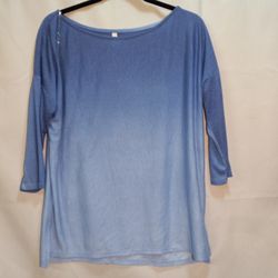 Dark To Light Blue Faded Half Sleeve Shirt Size Medium 